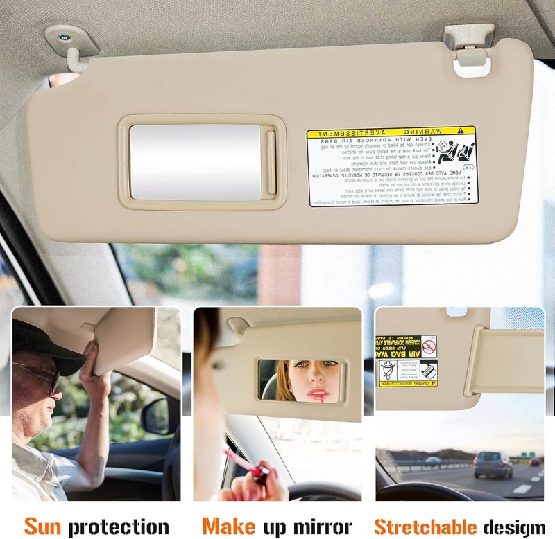 AEagle حاجب الشمس الأيسر والأيمن لسيارة تويوتا هايلاندر 2004-2007، حاجب الشمس بلون البيج للجانب السائق والراكب استبدال 74320-48260-A0 - Image 4